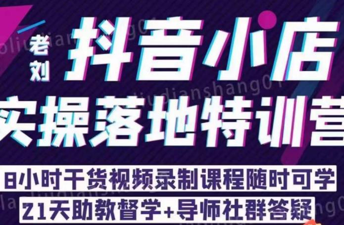 抖店商品卡流量，抖音小店实操落地特训营，8小时干货视频录制课程随时可学-十一网创