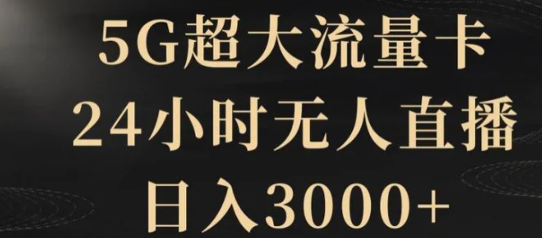 5G超大流量卡，24小时无人直播，日入3000+【揭秘】-十一网创