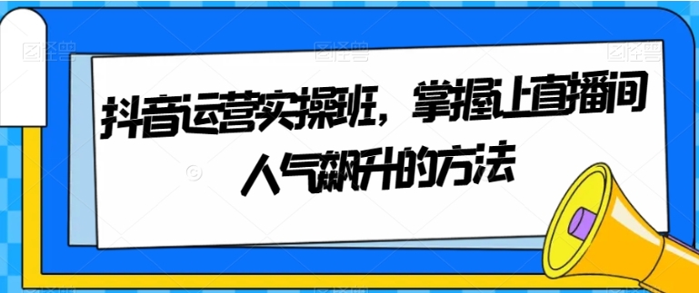 抖音运营实操班，掌握让直播间人气飙升的方法-十一网创