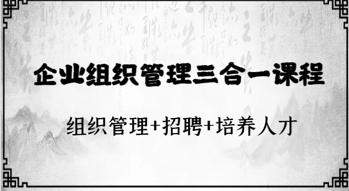 企业组织管理三合一课程：组织管理+招聘+培养人才-十一网创