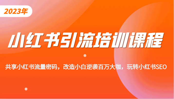 小红书引流培训课程，教你零基础玩转小红书，素人逆袭百万流量大咖！-十一网创