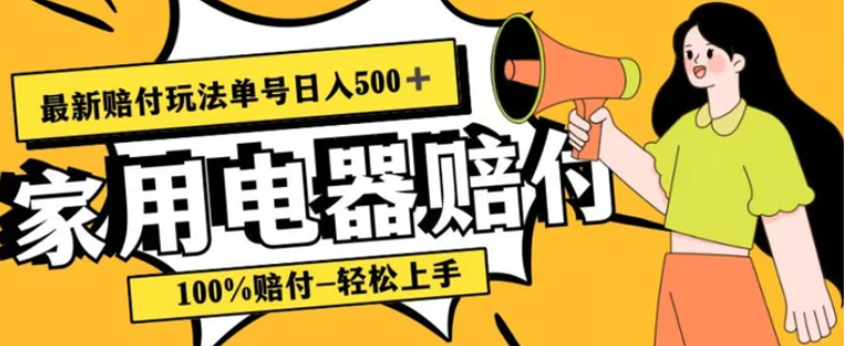 最新赔付玩法，家用电器赔付，100%赔付，目前蓝海号称单号日入500+【仅揭秘】-十一网创