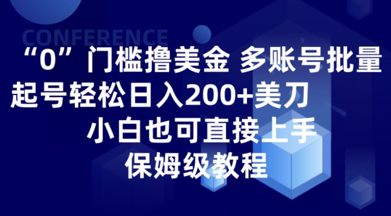 0门槛撸美金| 多账号批量起号轻松日入200+美刀，小白也可直接上手，保姆级教程-十一网创