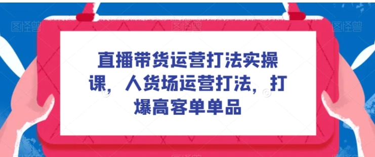直播带货运营打法实操课，人货场运营打法，打爆高客单单品-十一网创