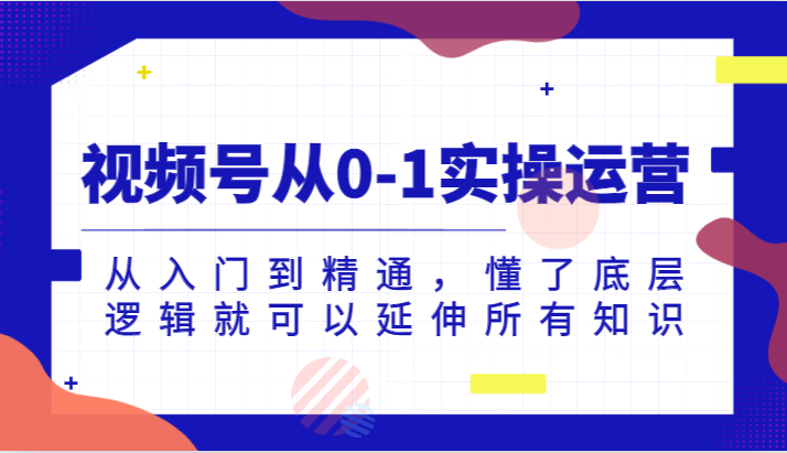 视频号从0-1实操运营，从入门到精通，懂了底层逻辑就可以延伸所有知识-十一网创
