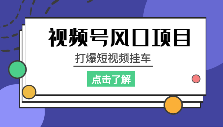 视频号风口项目，打爆短视频挂车-十一网创