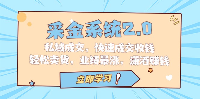 采金系统2.0，私域成交，快速成交收钱，轻松卖货，业绩暴涨，潇洒赚钱-十一网创