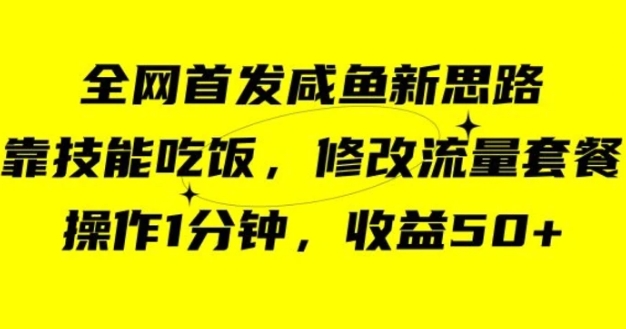 咸鱼冷门新玩法，靠“技能吃饭”，修改流量套餐，操作1分钟，收益50【揭秘】-十一网创