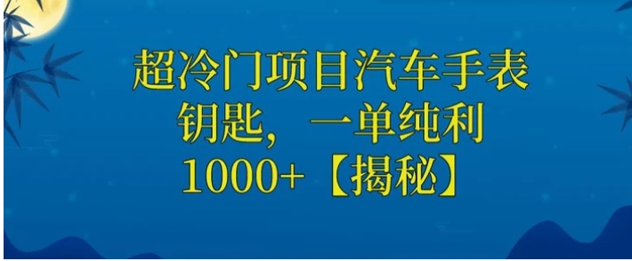 超冷门项目汽车手表钥匙，一单纯利1000+-十一网创