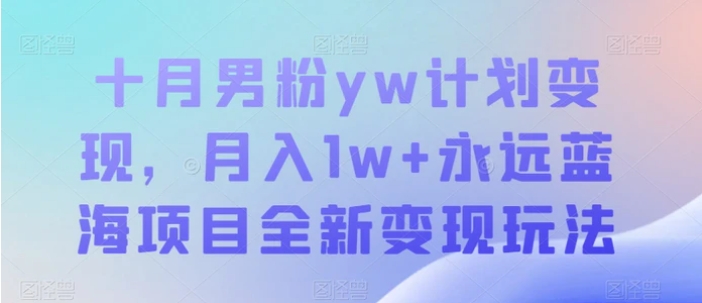 十月男粉yw计划变现，月入1w+永远蓝海项目全新变现玩法【揭秘】-十一网创