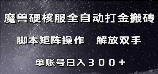 魔兽硬核服自动打金搬砖，脚本矩阵操作，单账号300+-十一网创