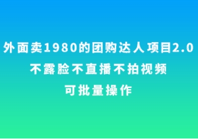 外面卖1980的团购达人项目2.0，不露脸不直播不拍视频，可批量操作-十一网创