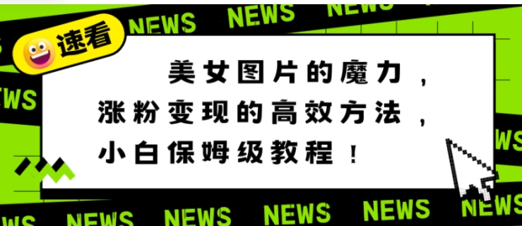 美女图片的魔力，涨粉变现的高效方法，小白保姆级教程！-十一网创