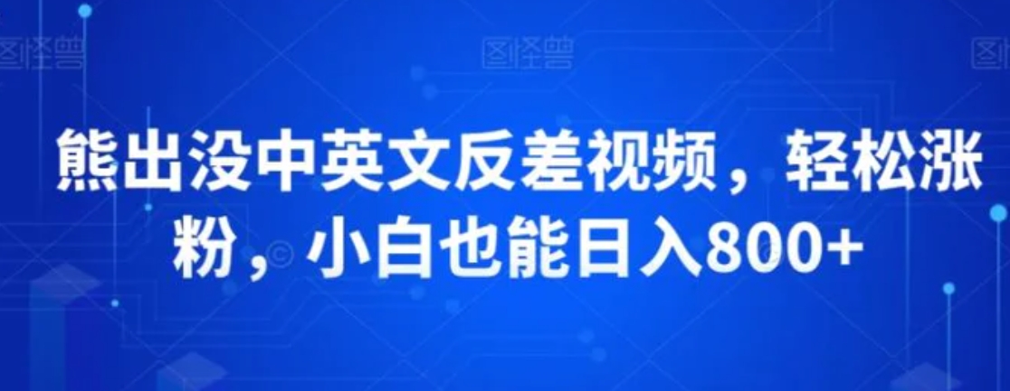 熊出没中英文反差视频，轻松涨粉，小白也能日入800+-十一网创
