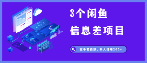 3个闲鱼信息差项目，无脑发布，新人日赚200+-十一网创