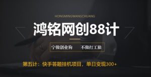 鸿铭网创88计之第五计：最新快手答题挂机项目，日赚300+【附脚本+实操教程】-十一网创