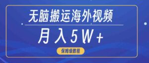 （9361期）无脑搬运海外短视频，3分钟上手0门槛，月入5W+-十一网创