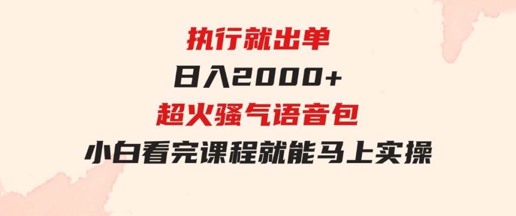 （9589期）执行就出单，日入2000+，超火骚气语音包，小白看完课程就能马上实操-十一网创