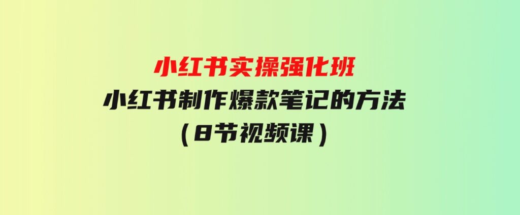 （9755期）小红书实操强化班，小红书制作爆款笔记的方法（8节视频课）-十一网创