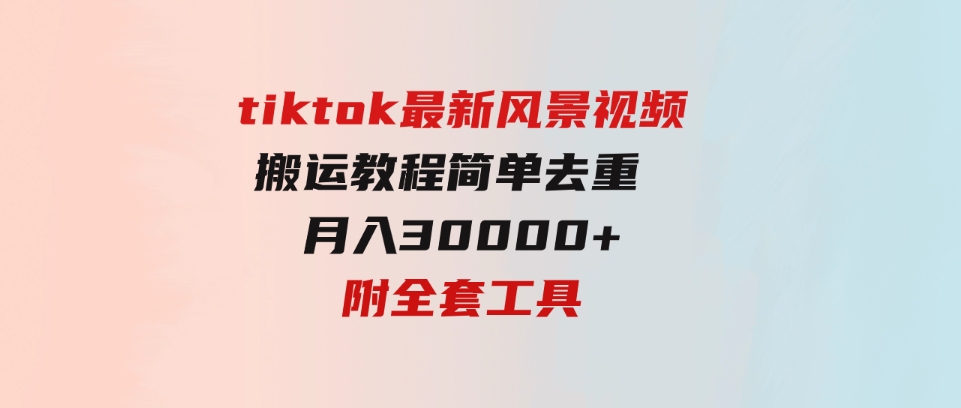 （9804期）tiktok最新风景视频搬运教程简单去重月入30000+附全套工具-十一网创