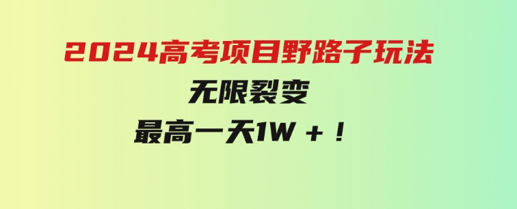 2024高考项目野路子玩法，无限裂变，最高一天1W＋！-十一网创