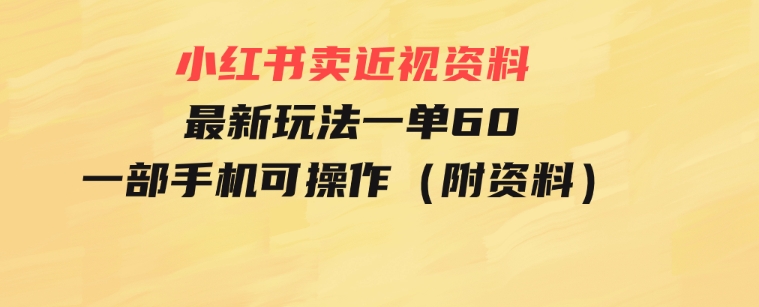 小红书卖近视资料最新玩法，一单60月入过万，一部手机可操作（附资料）-十一网创