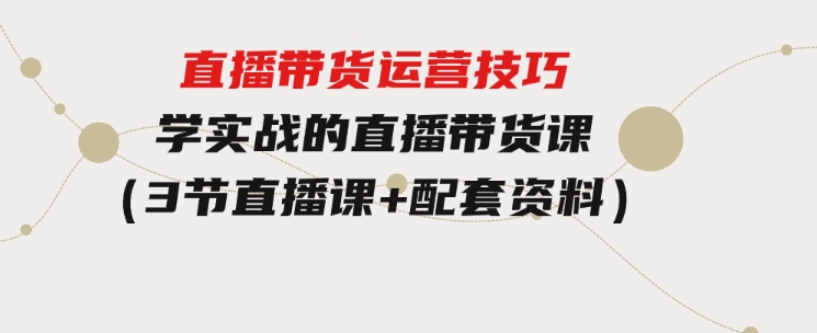 直播带货运营技巧，学实战的直播带货课（3节直播课+配套资料）-十一网创