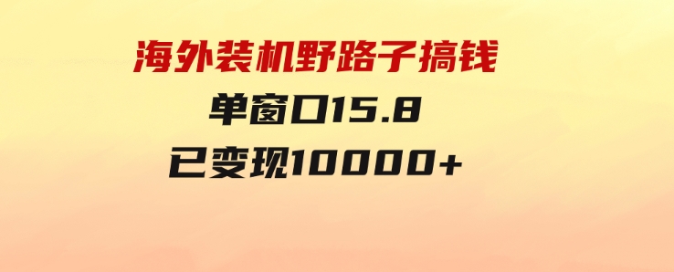 海外装机，野路子搞钱，单窗口15.8，已变现10000+-十一网创
