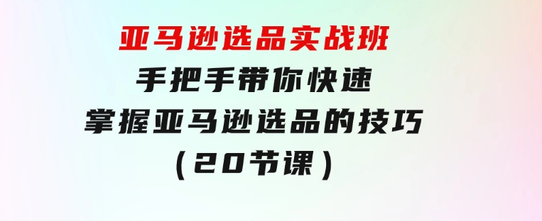 亚马逊选品实战班，手把手带你快速掌握亚马逊选品的技巧（20节课）-十一网创