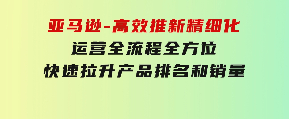亚马逊-高效推新精细化运营全流程，全方位、快速拉升产品排名和销量-十一网创