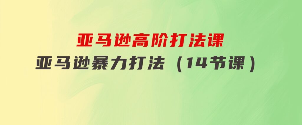 亚马逊高阶打法课，亚马逊暴力打法（14节课）-十一网创