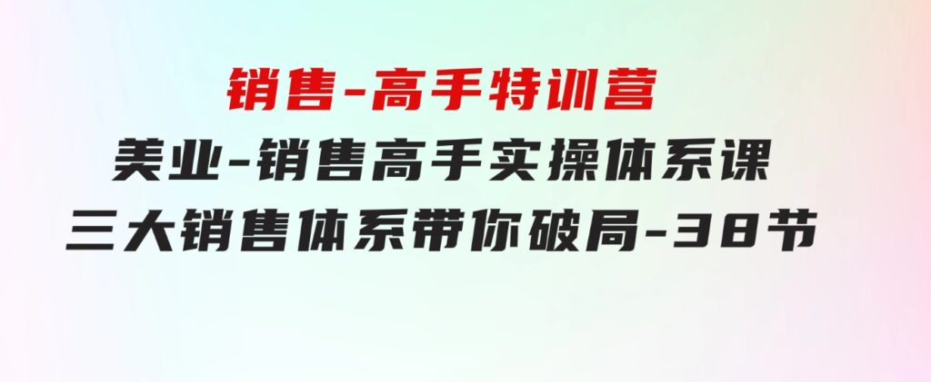 销售-高手特训营，美业-销售高手实操体系课，三大销售体系带你破局-38节-十一网创