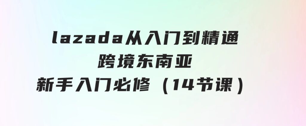 lazada从入门到精通，跨境东南亚新手入门必修（14节课）-十一网创