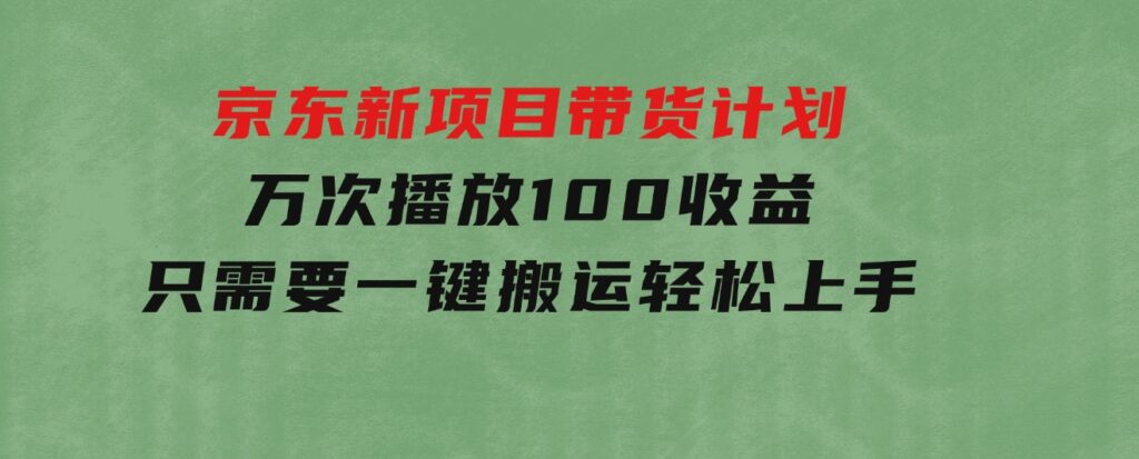 京东新项目带货计划，万次播放100收益，只需要一键搬运，轻松上手-十一网创