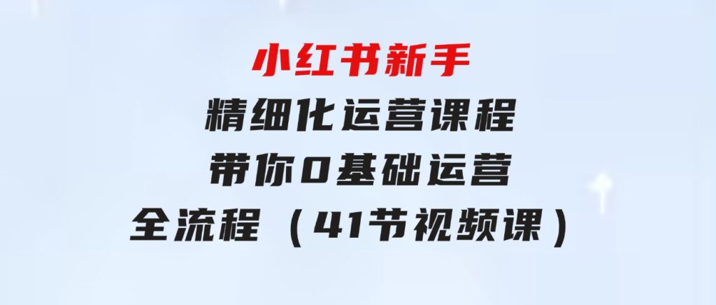 小红书新手精细化运营课程，带你0基础运营全流程（41节视频课）-十一网创