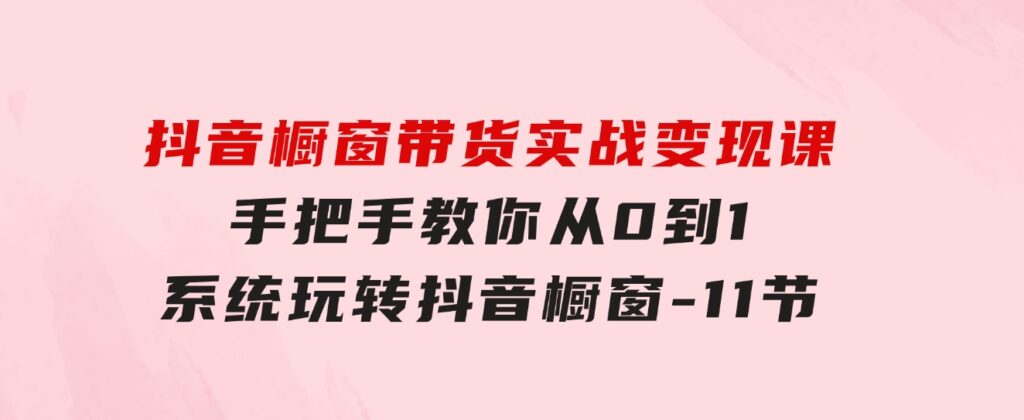 抖音橱窗带货实战变现课：手把手教你从0到1系统玩转抖音橱窗-11节-十一网创