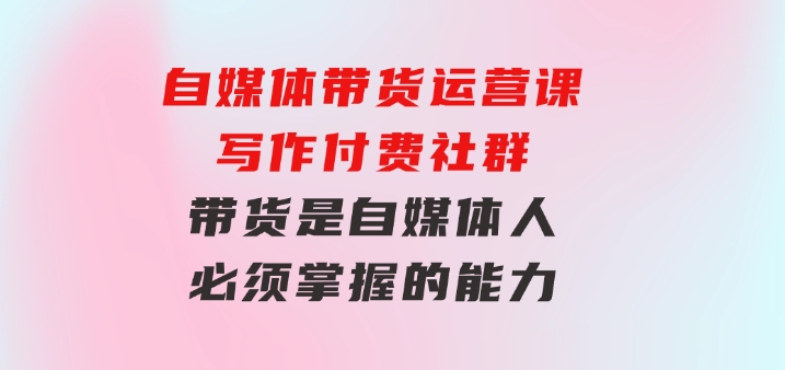 自媒体带货运营课：写作付费社群，带货是自媒体人必须掌握的能力-十一网创