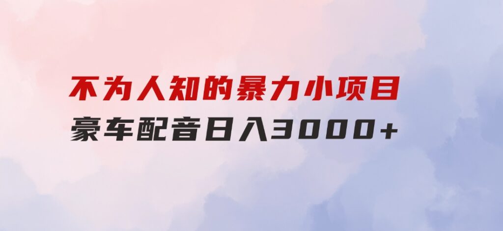 不为人知的暴力小项目，豪车配音，日入3000+-十一网创
