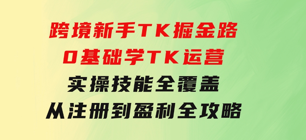 跨境新手TK掘金路：0基础学TK运营，实操技能全覆盖，从注册到盈利全攻略-十一网创