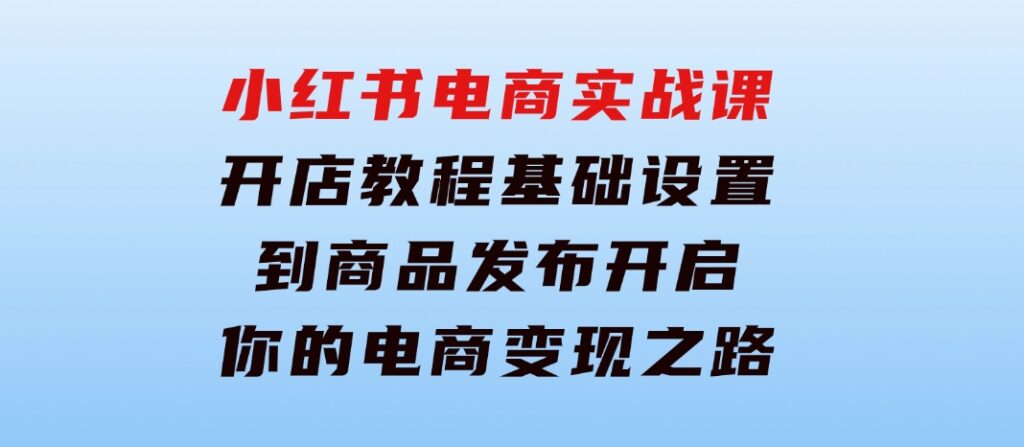 小红书电商实战课：开店教程、基础设置到商品发布，开启你的电商变现之路-十一网创