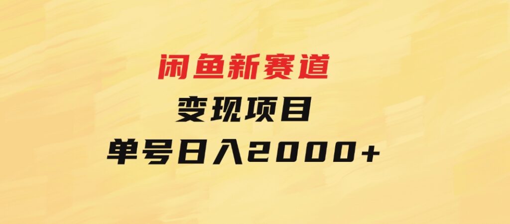 闲鱼新赛道变现项目，单号日入2000+最新玩法-十一网创