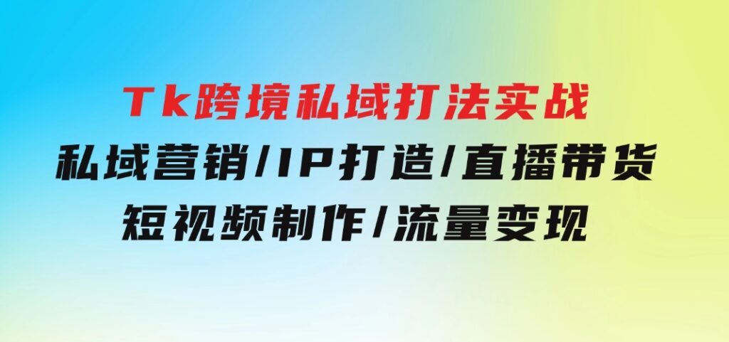 Tk跨境私域打法实战：私域营销/IP打造/直播带货/短视频制作/流量变现-十一网创