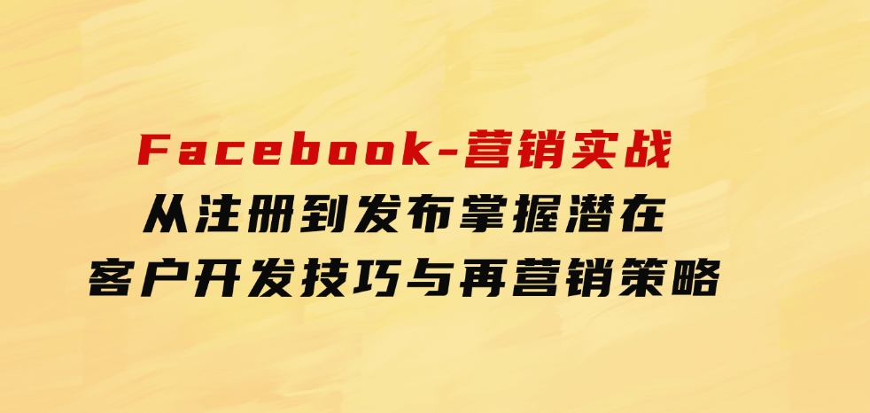 Facebook-营销实战：从注册到发布，掌握潜在客户开发技巧与再营销策略-十一网创