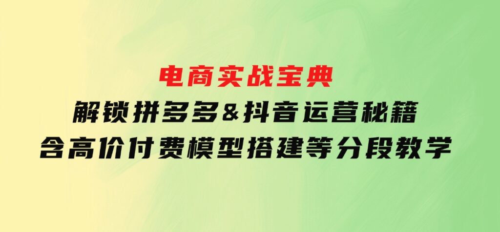 电商实战宝典解锁拼多多&抖音运营秘籍含高价付费模型搭建等分段教学-十一网创