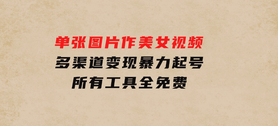 单张图片作美女视频，多渠道变现暴力起号，所有工具全免费-十一网创
