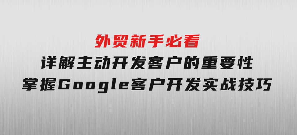外贸新手必看，详解主动开发客户的重要性，掌握Google客户开发实战技巧-十一网创