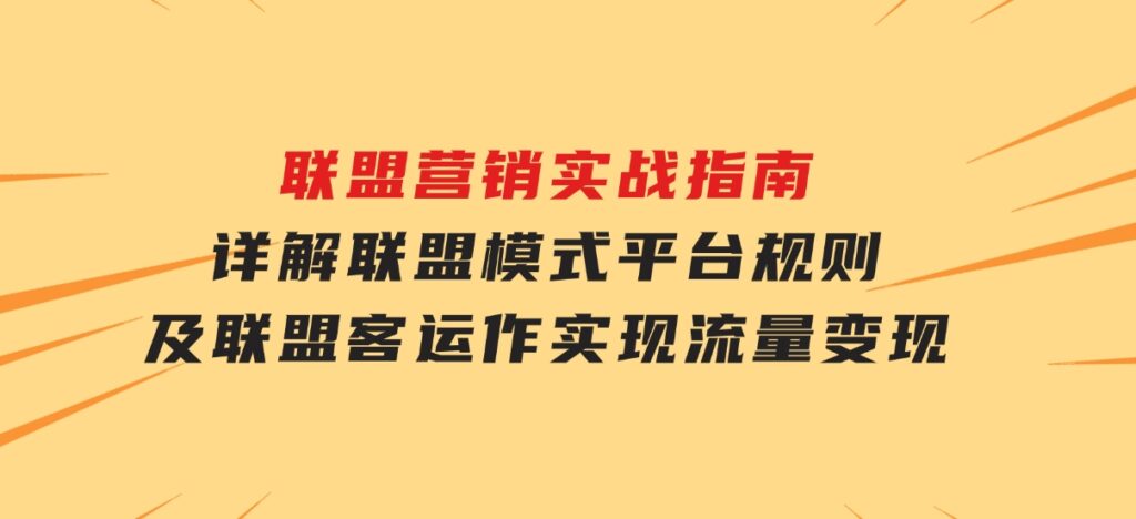 联盟营销实战指南，详解联盟模式、平台规则及联盟客运作，实现流量变现-十一网创
