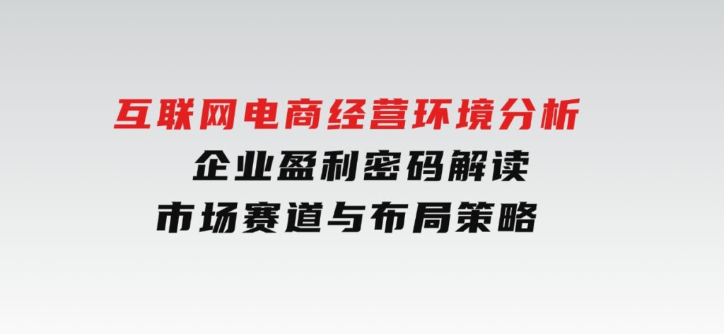 互联网电商经营环境分析,企业盈利密码解读,市场赛道与布局策略-十一网创