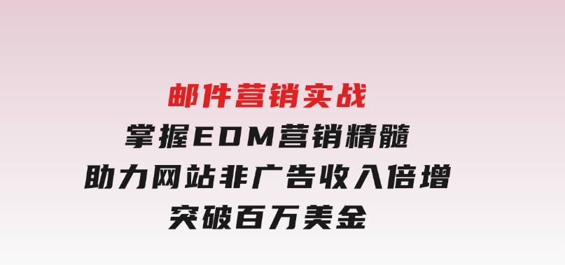 邮件营销实战，掌握EDM营销精髓，助力网站非广告收入倍增，突破百万美金-十一网创