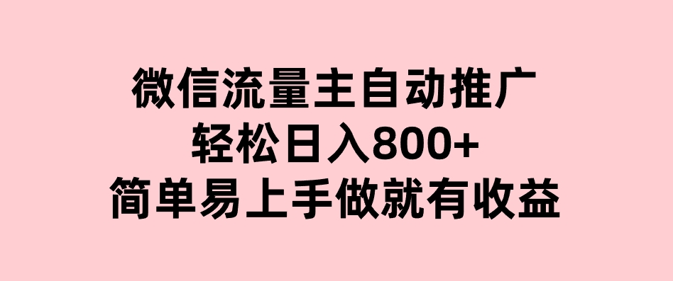 微信流量主自动推广，轻松日入800+，简单易上手，做就有收益。-十一网创